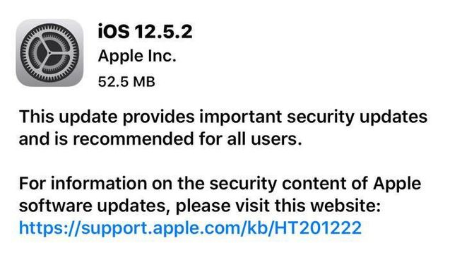 前进苹果手机维修分享iOS12.5.2发布，建议所有老苹果用户安装 